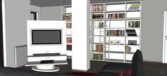 3D Design Living Room/Living Room - détail du meuble TV orienté